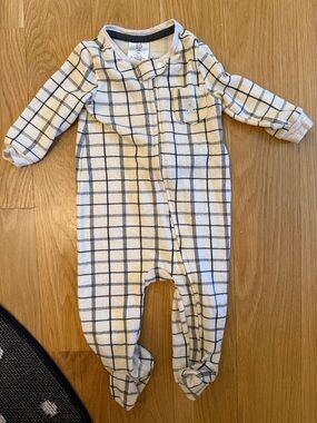 GAP Cream and Black Plaid Footed One-Piece